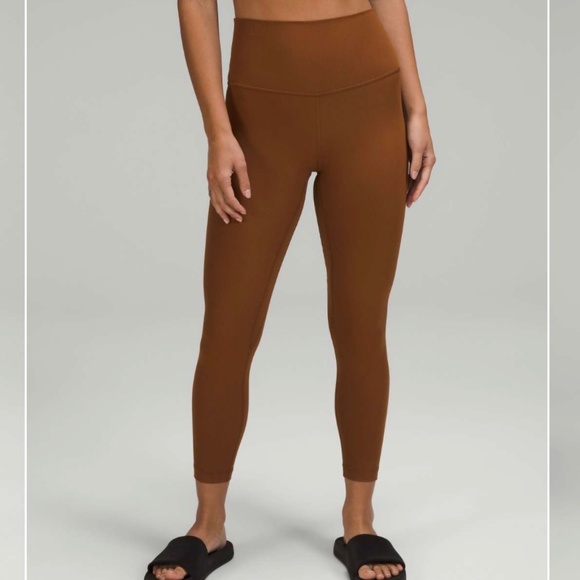 Lululemon Align Ribbed High Rise Leggings Pants - Women's Size 6 - Roasted Brown - Picture 1 of 10